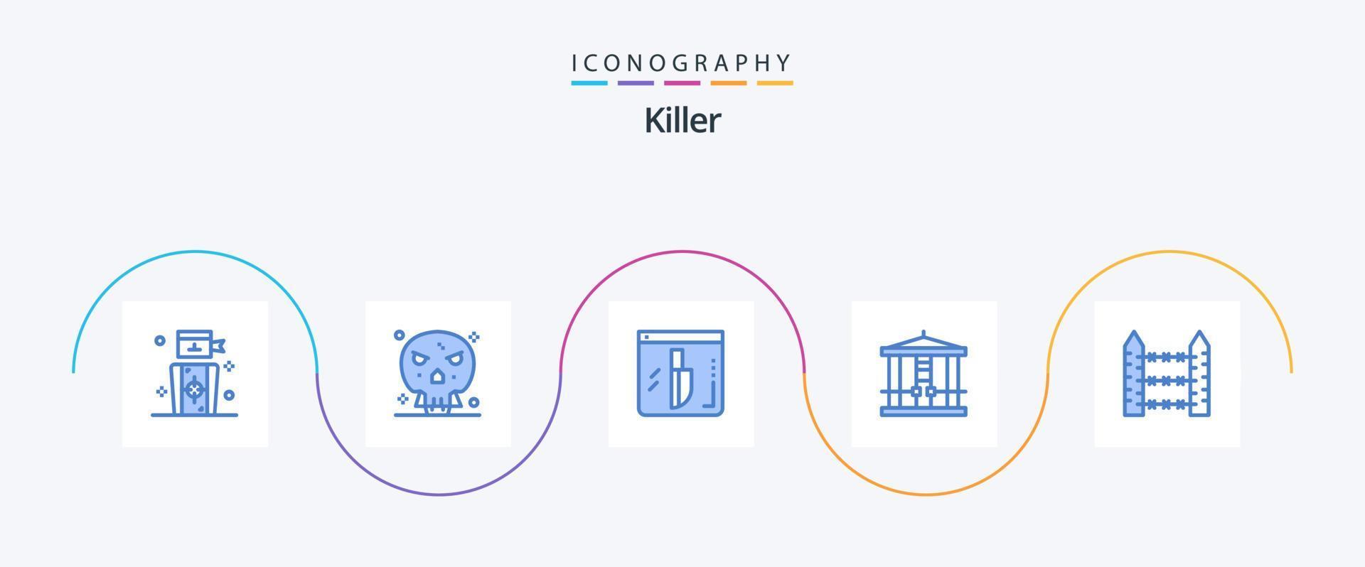 Killer Blue 5 Icon Pack Including protection. murder. evidence. killer. decapitate vector