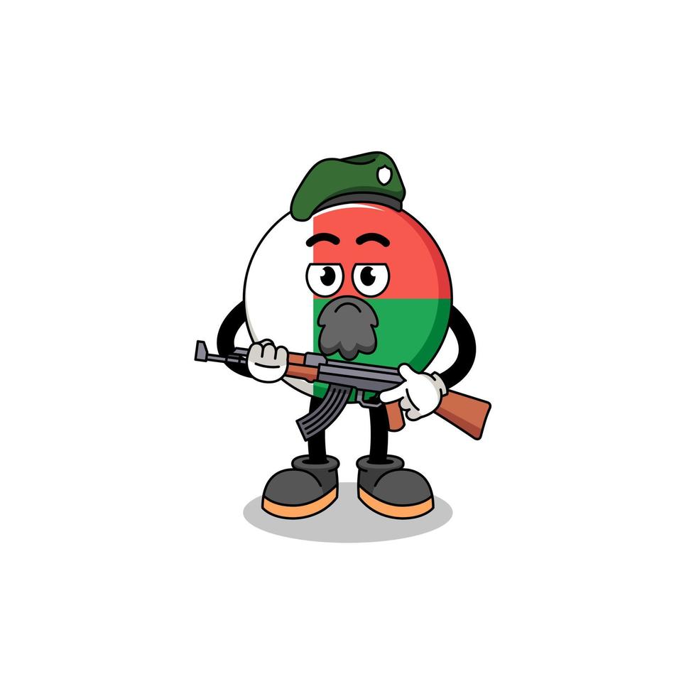 Character cartoon of madagascar flag as a special force vector