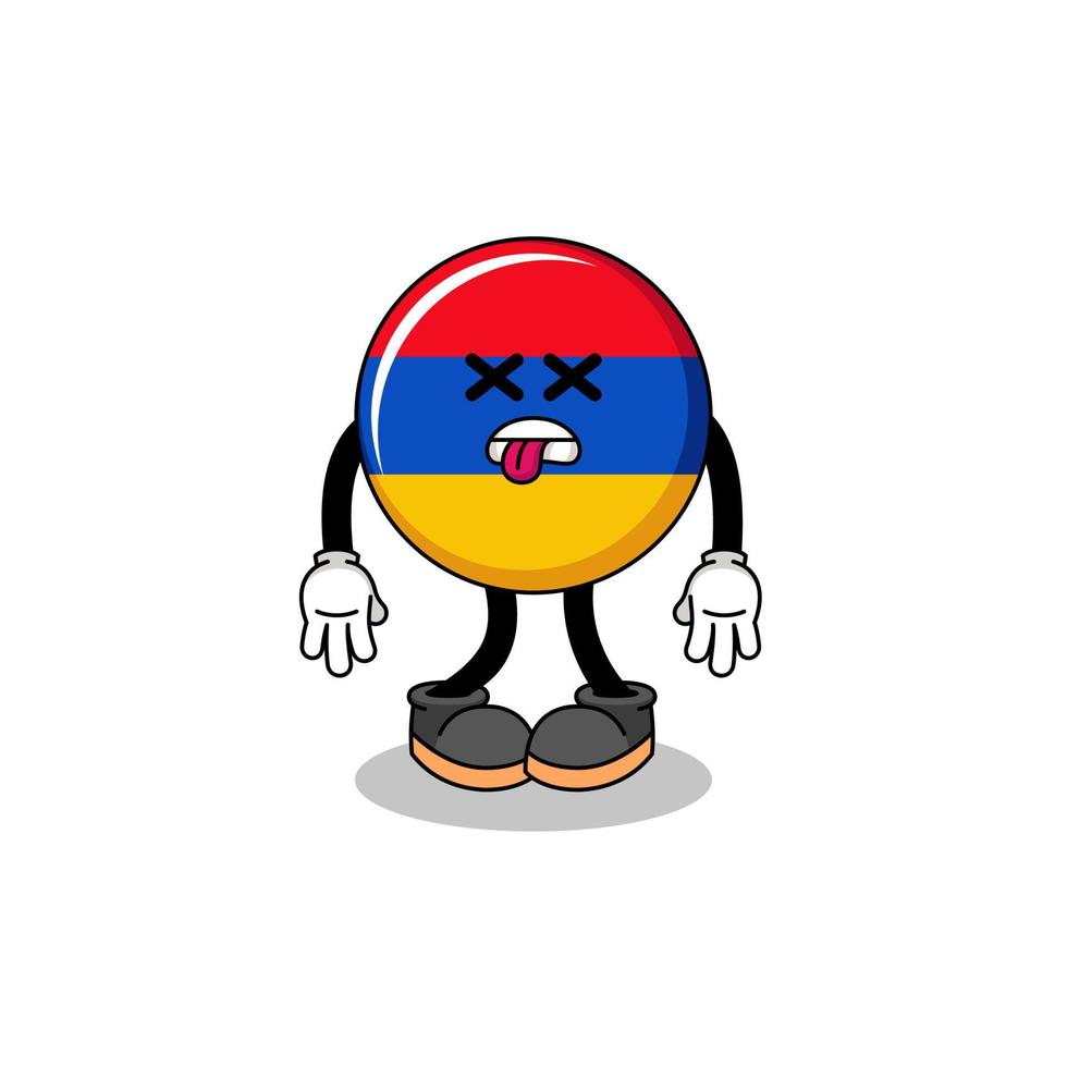 la ilustración de la mascota de la bandera de armenia está muerta vector