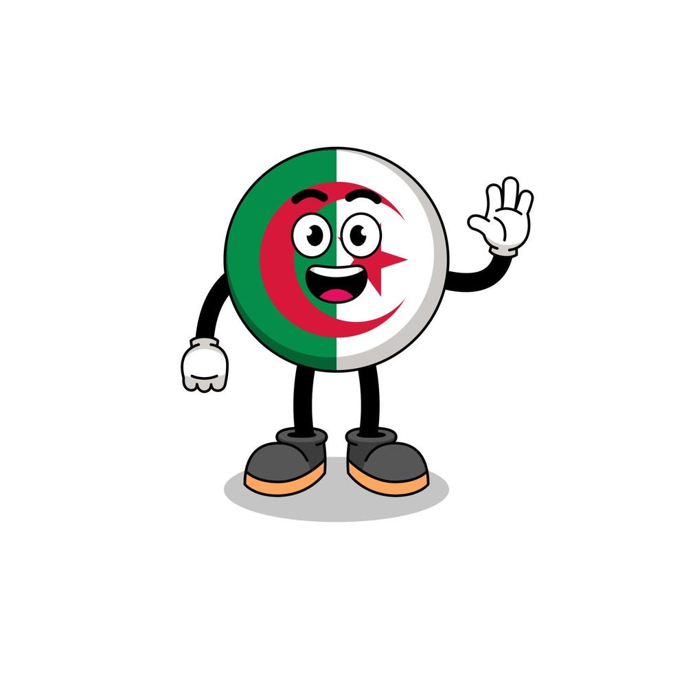 algeria flag cartoon doing wave hand gesture vector