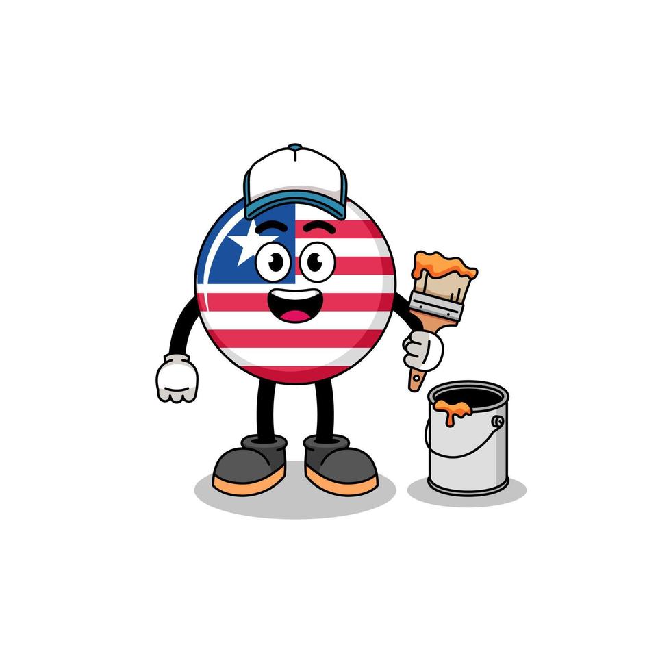 Character mascot of liberia flag as a painter vector