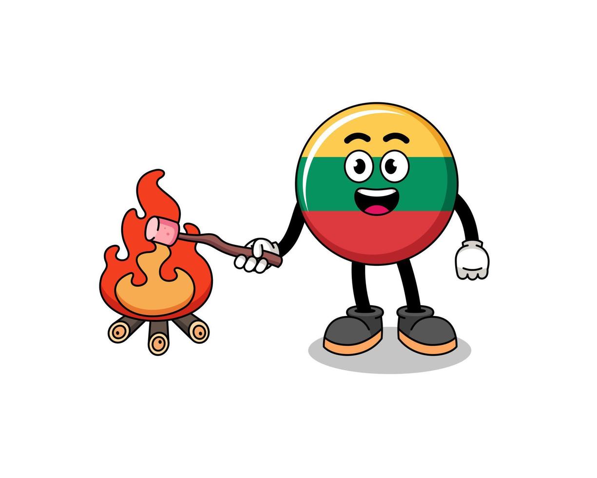 Illustration of lithuania flag burning a marshmallow vector