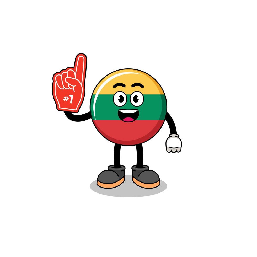Cartoon mascot of lithuania flag number 1 fans vector