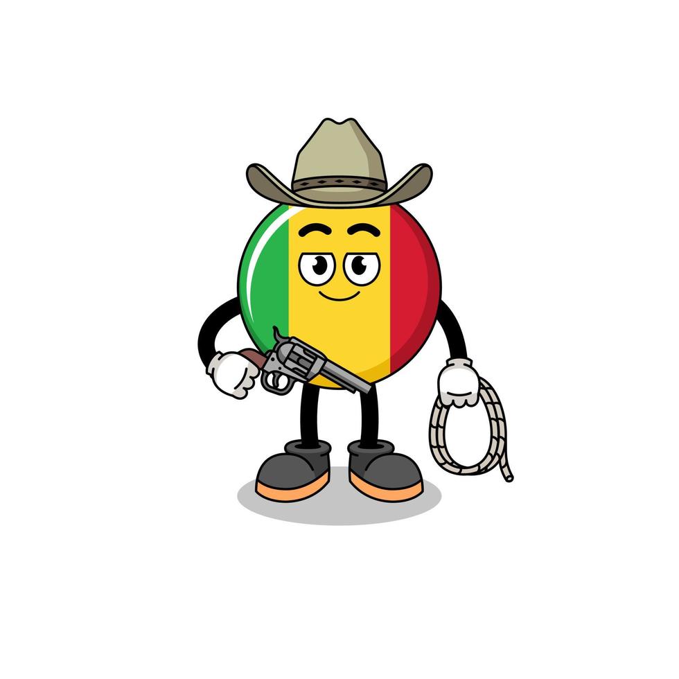 mascota del personaje de la bandera de mali como un vaquero vector