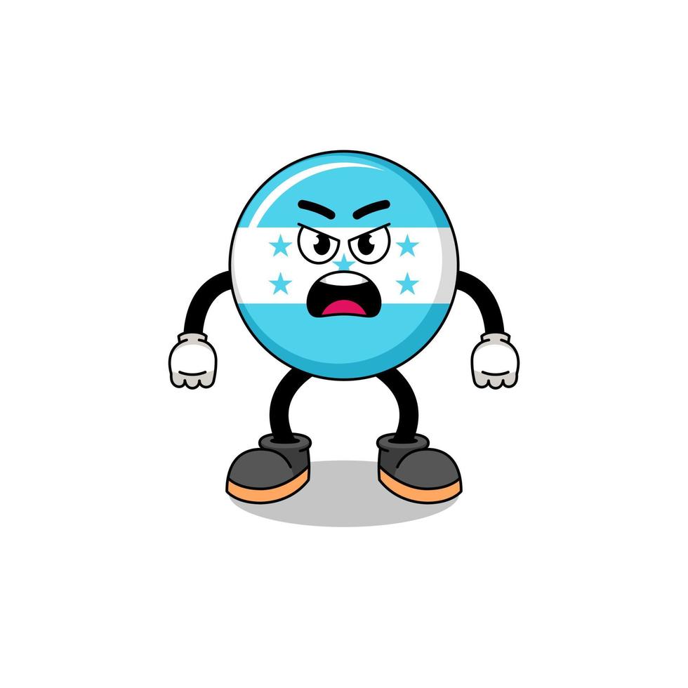 honduras flag cartoon illustration with angry expression vector