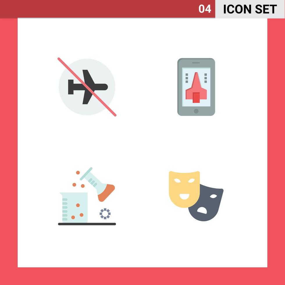 conjunto de 4 iconos modernos de la interfaz de usuario símbolos signos para la ciencia química del aeropuerto jugando elementos de diseño vectorial editables del laboratorio de ciencias vector