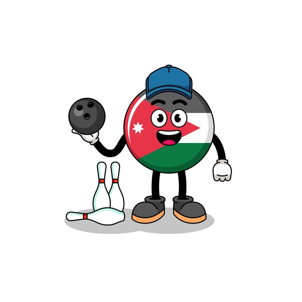 mascota de la bandera jordana como jugador de bolos vector