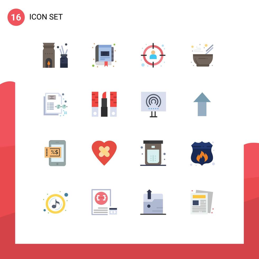 Group of 16 Modern Flat Colors Set for hot food notebook bowl target Editable Pack of Creative Vector Design Elements