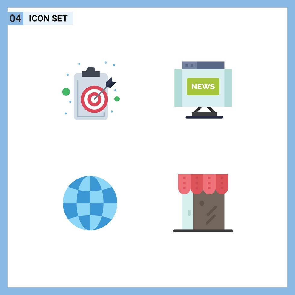 4 Creative Icons Modern Signs and Symbols of aim globe objective interface earth Editable Vector Design Elements