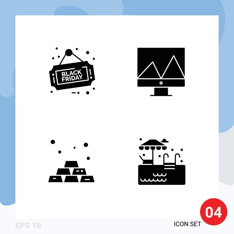 Set of Modern UI Icons Symbols Signs for sign gold shop graph water Editable Vector Design Elements