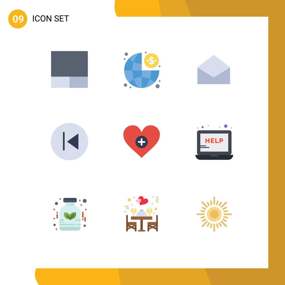 9 Creative Icons Modern Signs and Symbols of heart love message music arrows Editable Vector Design Elements