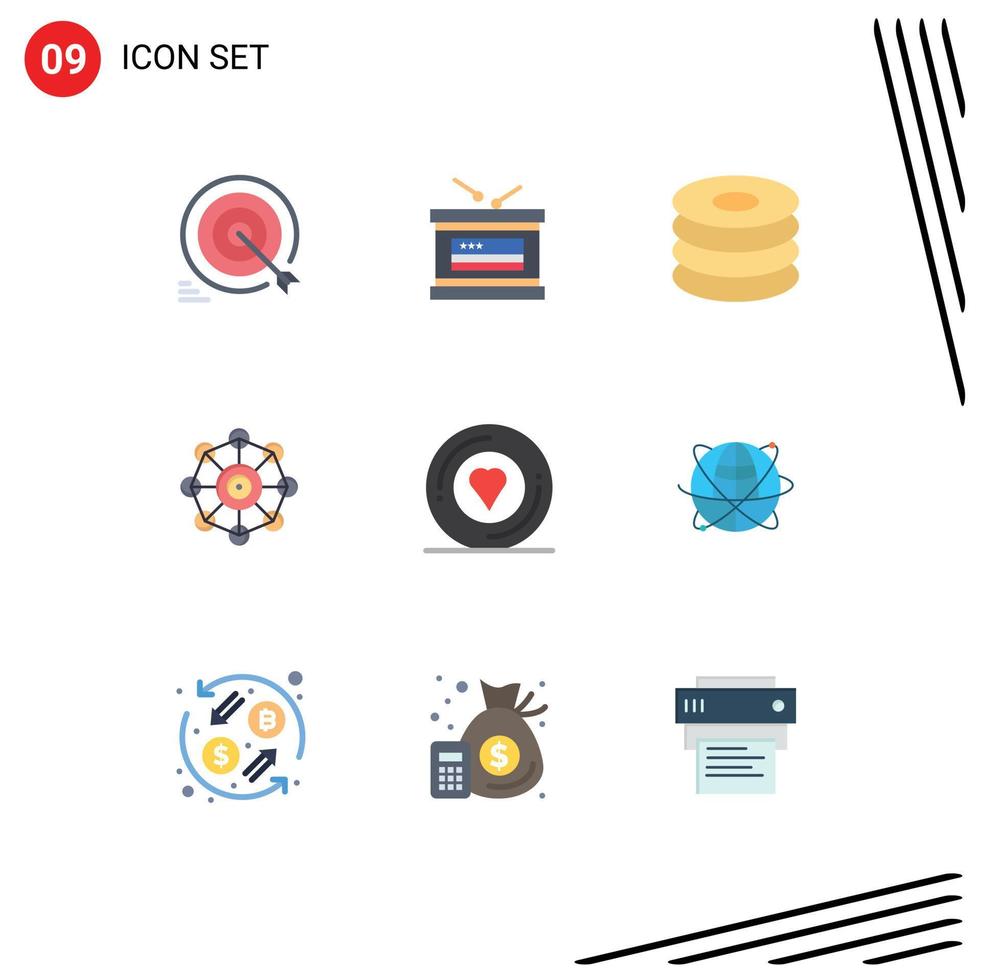 9 Universal Flat Color Signs Symbols of design machine learning independence day machine meal Editable Vector Design Elements