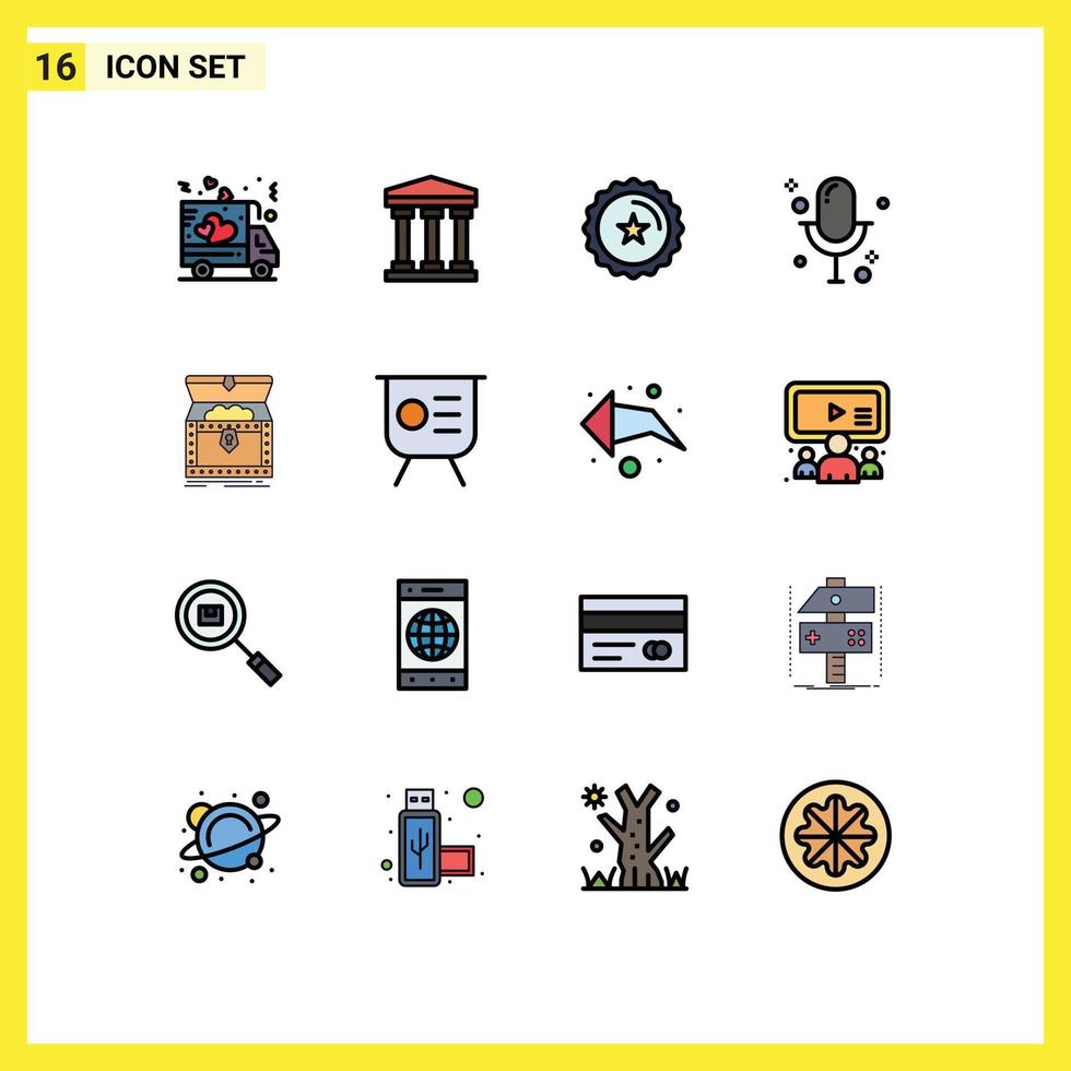 16 Creative Icons Modern Signs and Symbols of gold box discount record media Editable Creative Vector Design Elements