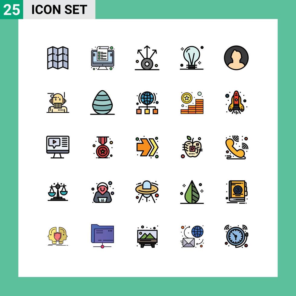 Set of 25 Modern UI Icons Symbols Signs for man idea connection electric concept Editable Vector Design Elements