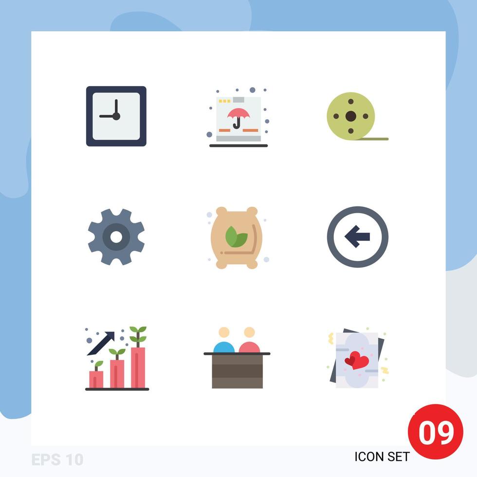 Universal Icon Symbols Group of 9 Modern Flat Colors of flour bag wheel album setting cogs Editable Vector Design Elements