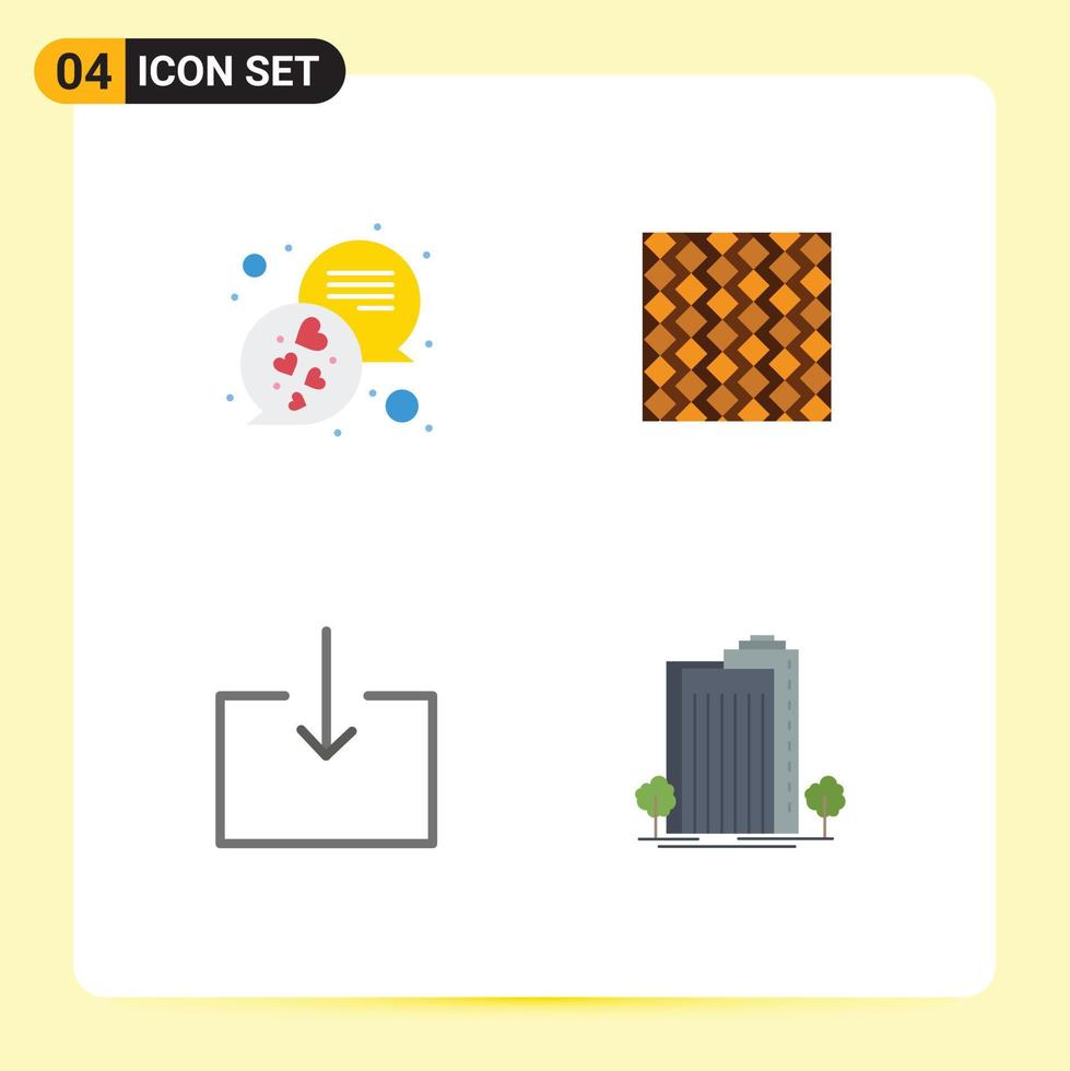 conjunto de 4 iconos de ui modernos símbolos signos para mosaicos de chat flecha de losa de texto elementos de diseño vectorial editables vector