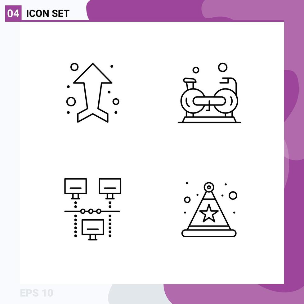 Group of 4 Modern Filledline Flat Colors Set for arrow connection direction fitness sharing Editable Vector Design Elements