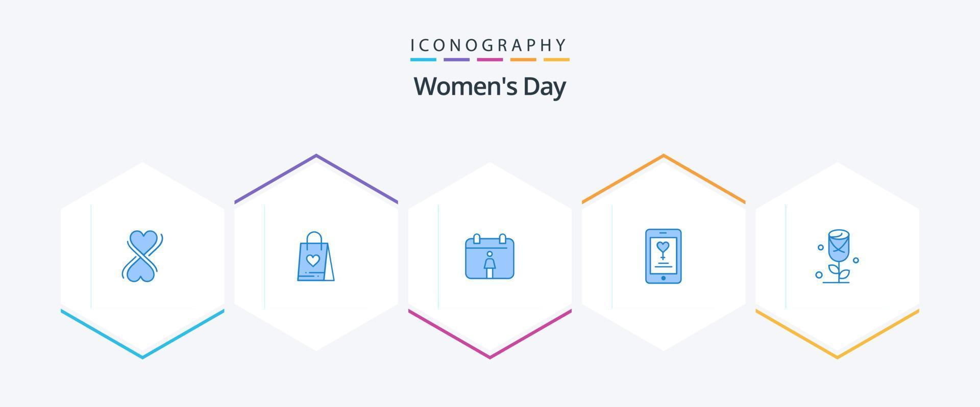 Womens Day 25 Blue icon pack including . love. female. rose. lover vector