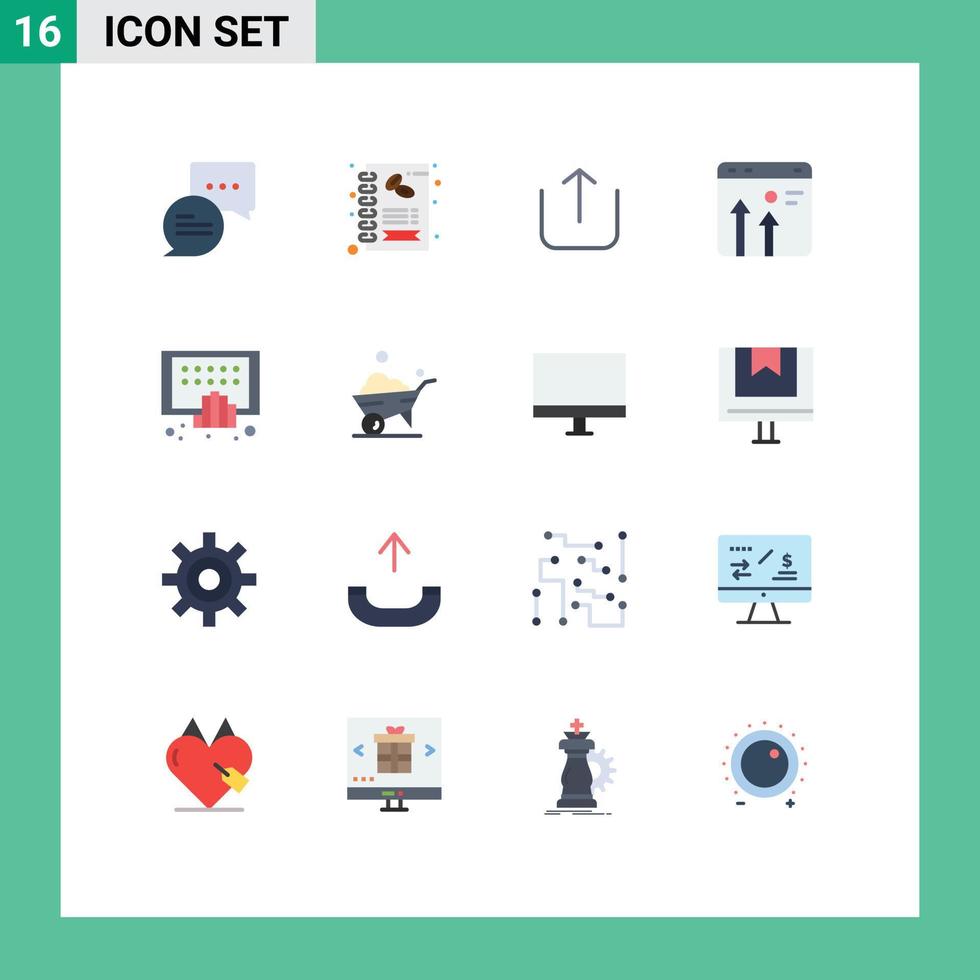 paquete de iconos de vector de stock de 16 signos y símbolos de línea para aplicaciones móviles hasta el crecimiento empresarial paquete editable de elementos creativos de diseño de vectores