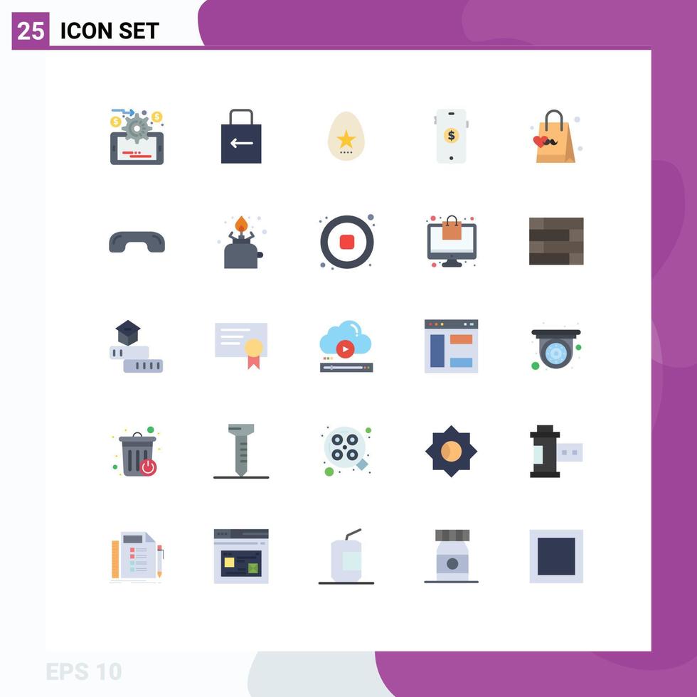 Pictogram Set of 25 Simple Flat Colors of fathers day dad easter online market Editable Vector Design Elements