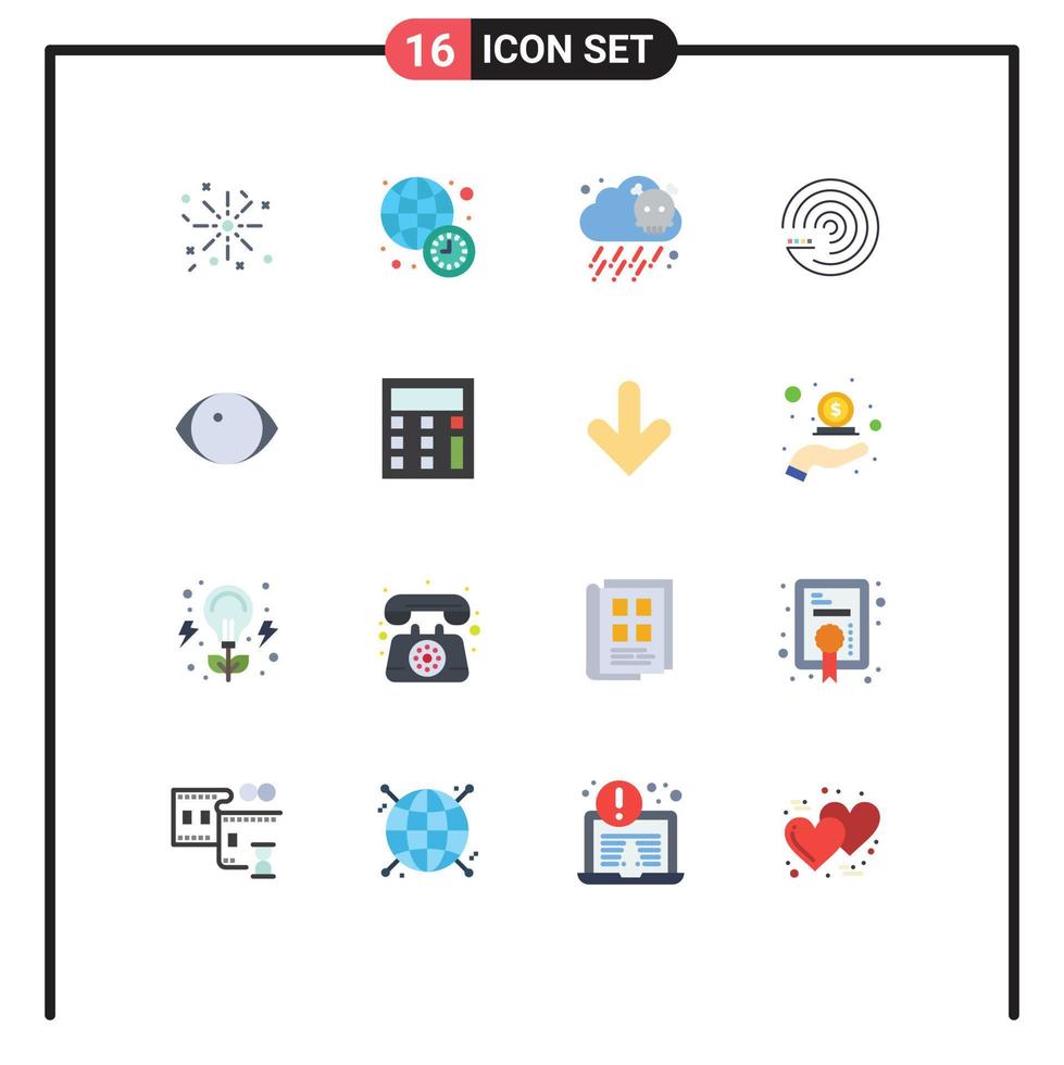 16 Thematic Vector Flat Colors and Editable Symbols of vision face poisonous eye forecasting model Editable Pack of Creative Vector Design Elements