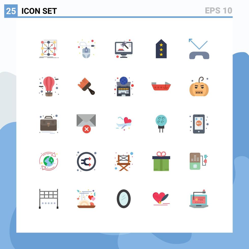 grupo de símbolos de iconos universales de 25 colores planos modernos de elementos de diseño de vectores editables en línea de rango de ratón de tres estrellas