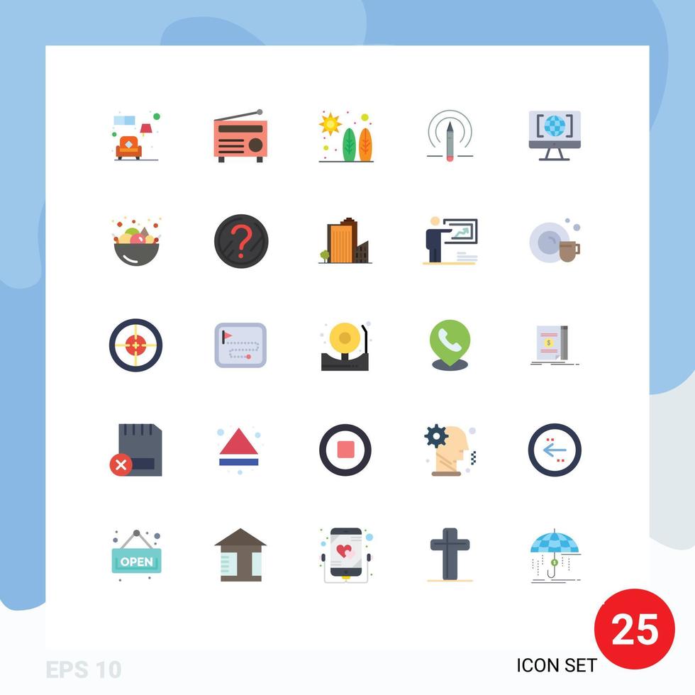 Set of 25 Modern UI Icons Symbols Signs for internet tools beach education learining Editable Vector Design Elements