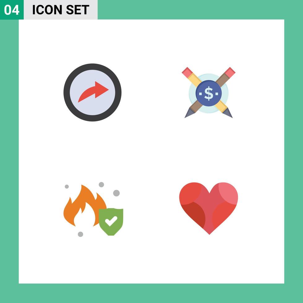 Pack of 4 Modern Flat Icons Signs and Symbols for Web Print Media such as export service paid digital love Editable Vector Design Elements