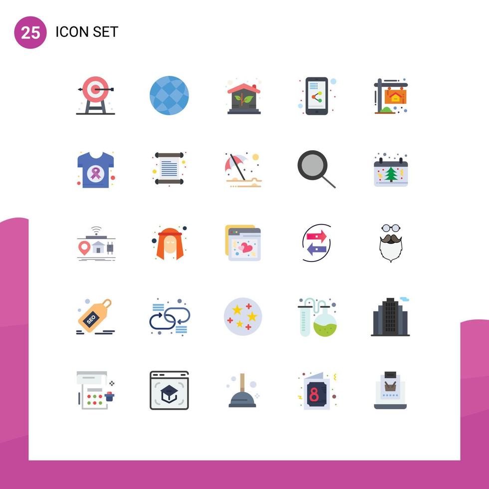Modern Set of 25 Flat Colors Pictograph of advertisement share document earth share investment Editable Vector Design Elements