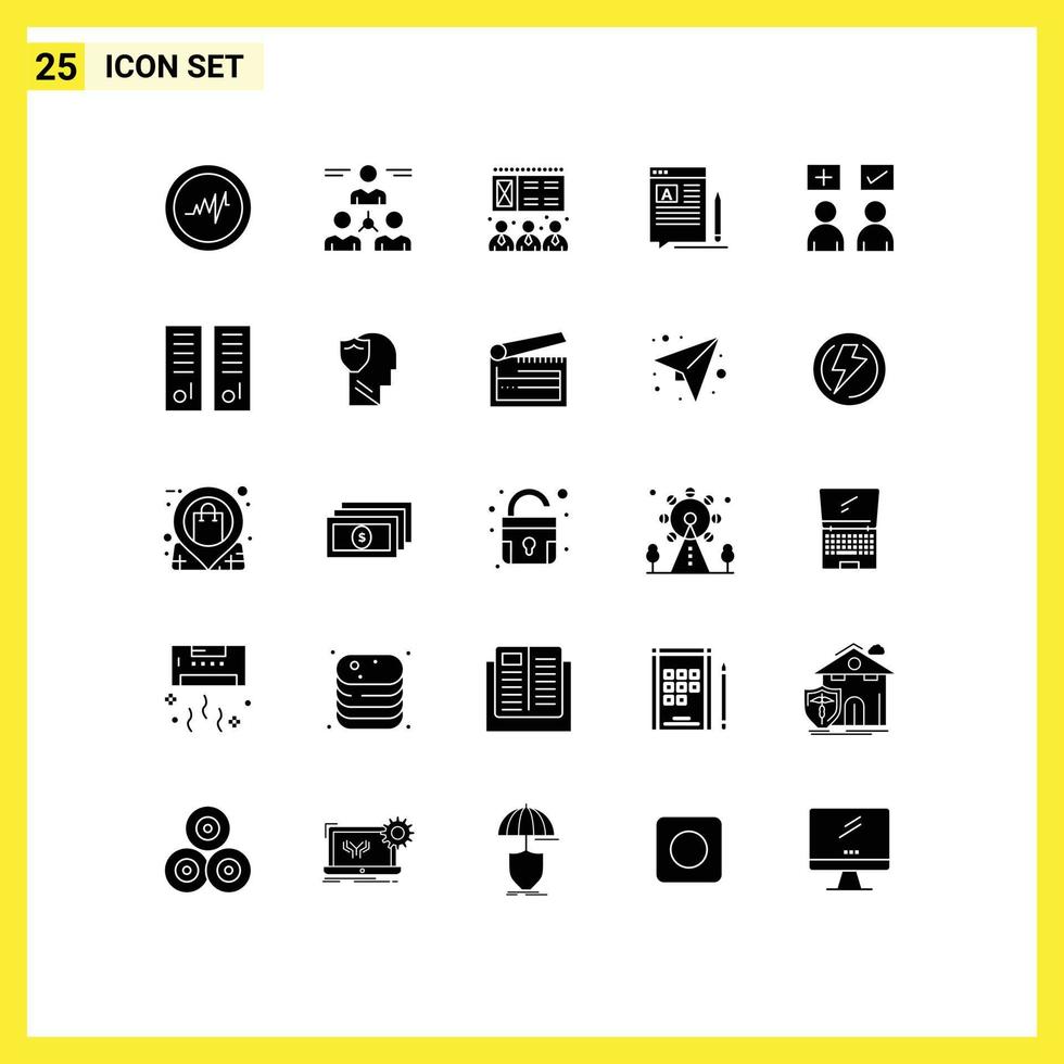 25 iconos creativos, signos y símbolos modernos de presentación de respuestas en línea, edición web, elementos de diseño vectorial editables vector