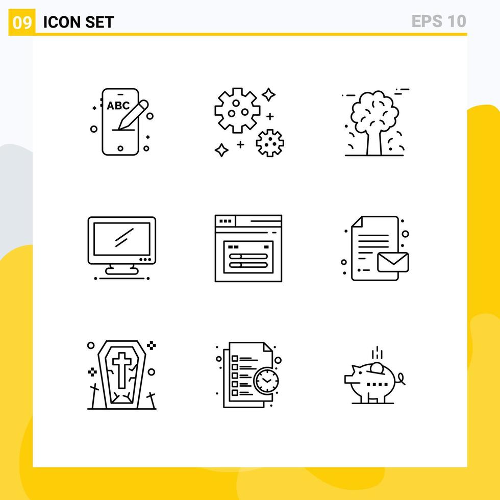 Universal Icon Symbols Group of 9 Modern Outlines of page pc canada imac monitor Editable Vector Design Elements