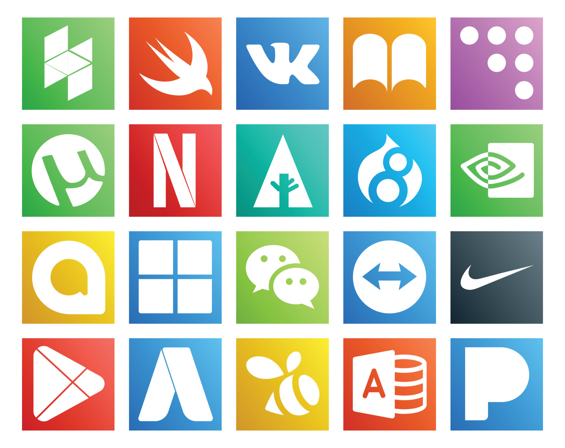 20 Social Media Icon Pack Including apps nike drupal teamviewer wechat ...