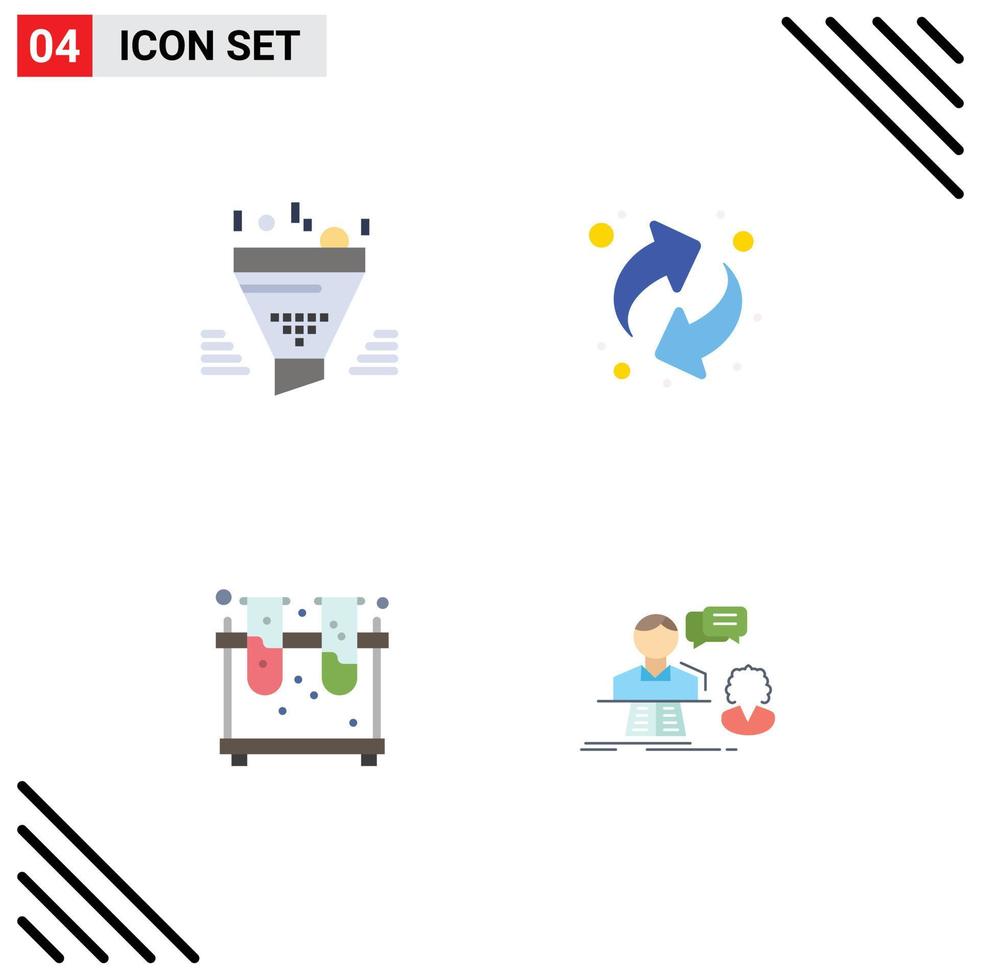 Flat Icon Pack of 4 Universal Symbols of filter experiment tool recycling tubes Editable Vector Design Elements