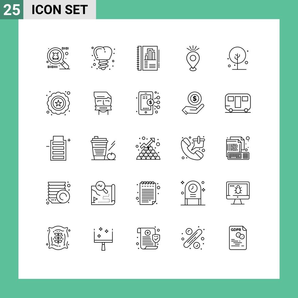 Modern Set of 25 Lines and symbols such as premium growth location green map Editable Vector Design Elements