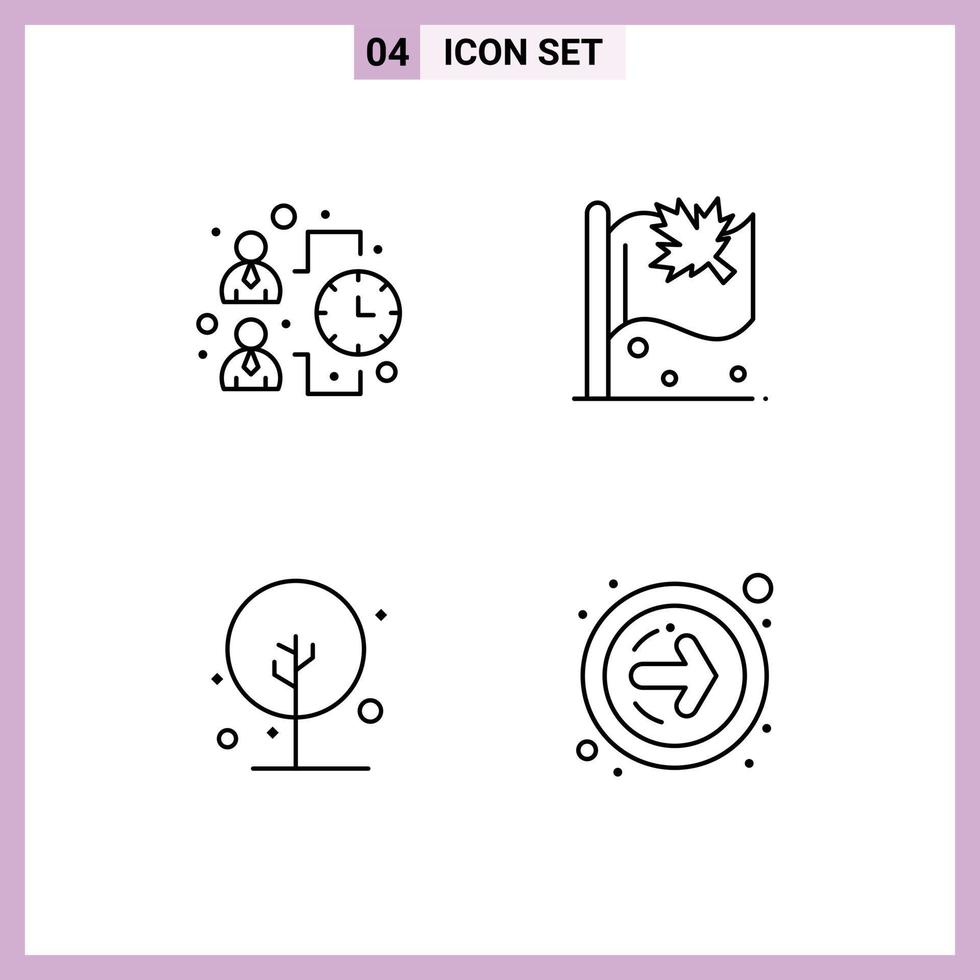 4 Thematic Vector Filledline Flat Colors and Editable Symbols of business green work leaf nature Editable Vector Design Elements