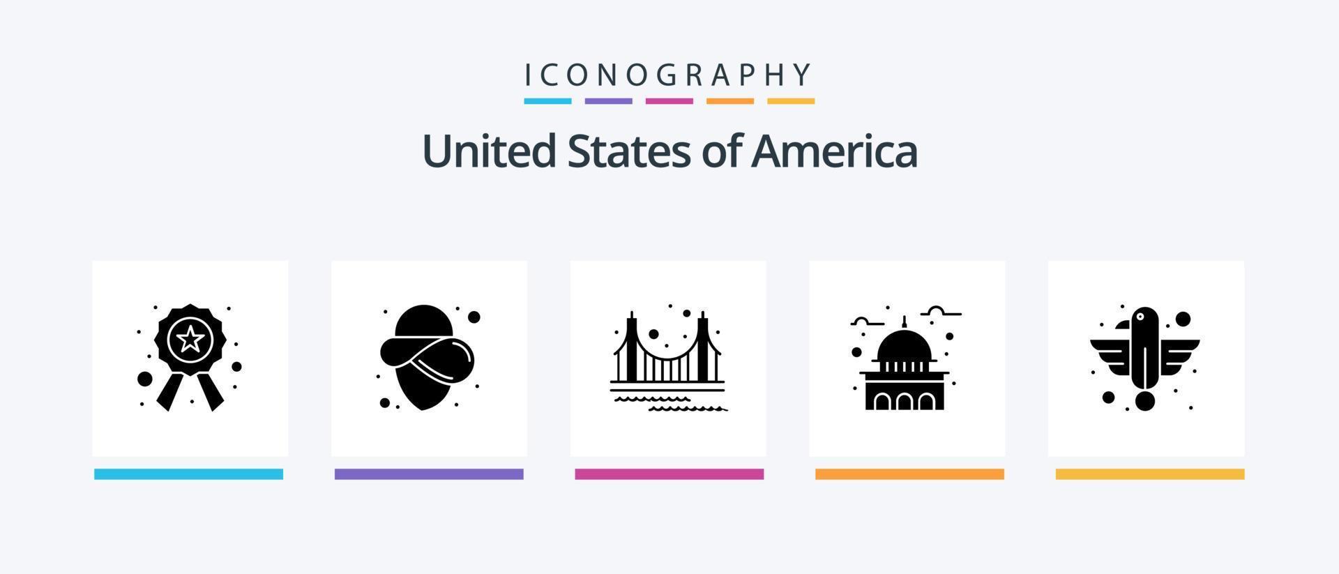 Usa Glyph 5 Icon Pack Including american. usa. gate. landmark. building. Creative Icons Design vector