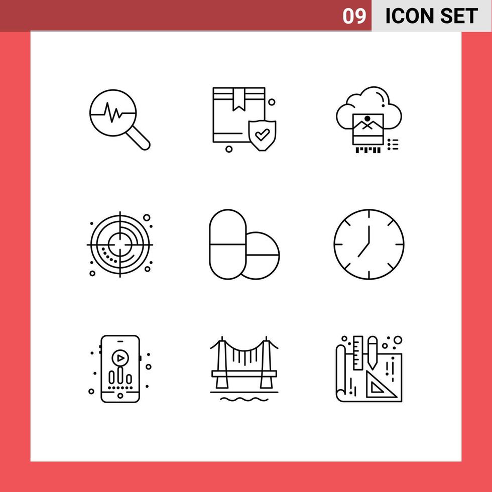 Pack of 9 creative Outlines of tablets process photo creative online Editable Vector Design Elements