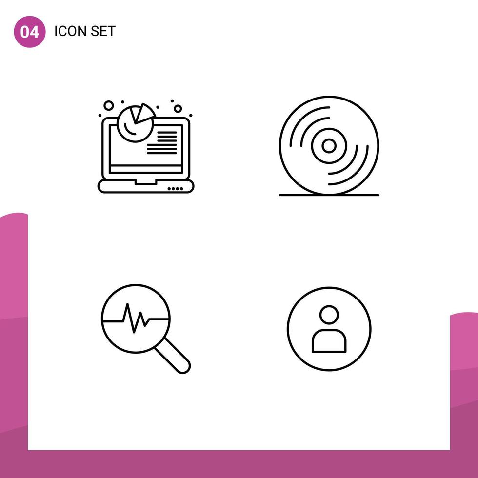 Pictogram Set of 4 Simple Filledline Flat Colors of analysis graph analytics music man Editable Vector Design Elements