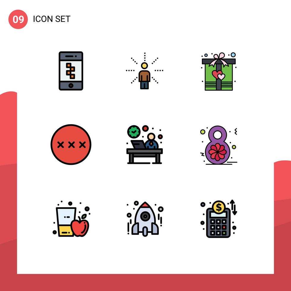 9 Filledline Flat Color concept for Websites Mobile and Apps desk secure sense protection heart Editable Vector Design Elements