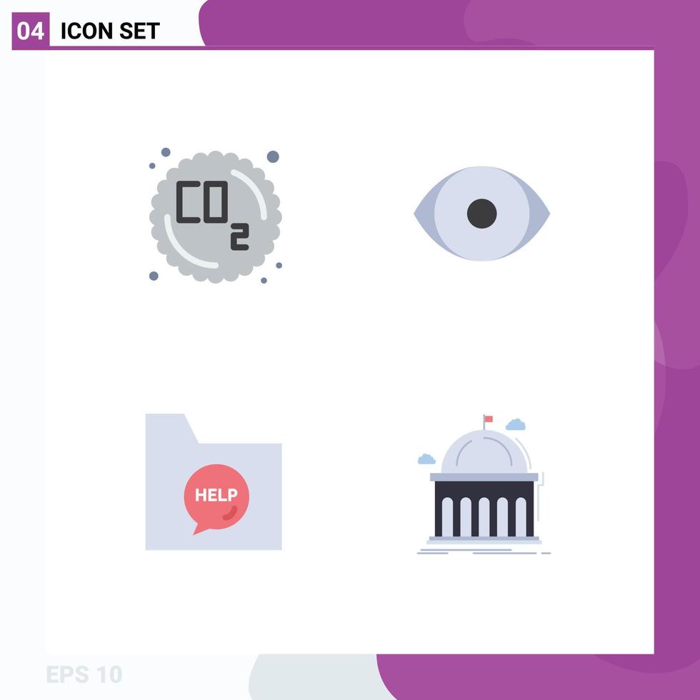 Set of 4 Vector Flat Icons on Grid for co contact waste human file Editable Vector Design Elements