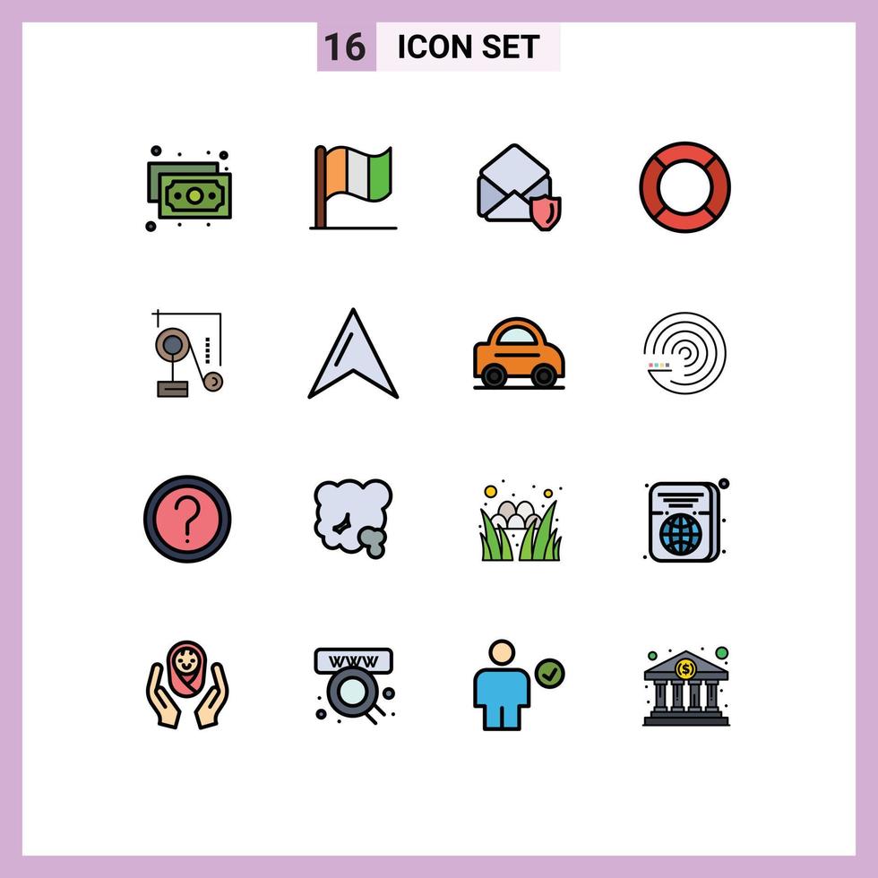 16 User Interface Flat Color Filled Line Pack of modern Signs and Symbols of education expariment open ux help Editable Creative Vector Design Elements