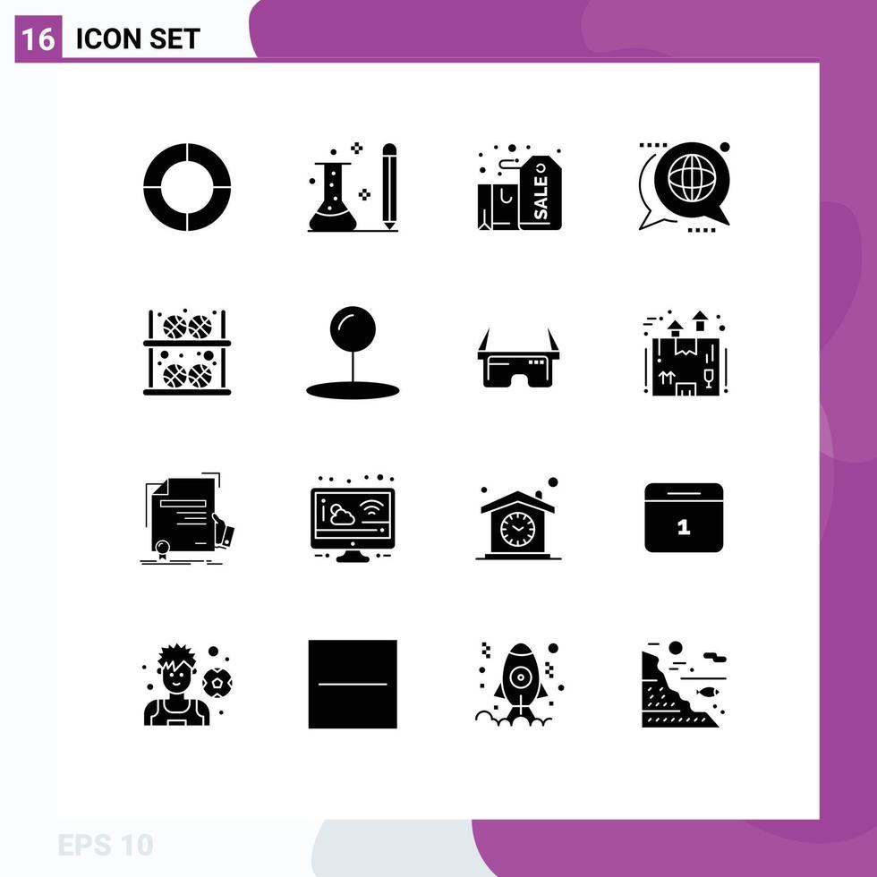 16 Universal Solid Glyphs Set for Web and Mobile Applications message forum badge discussion present Editable Vector Design Elements