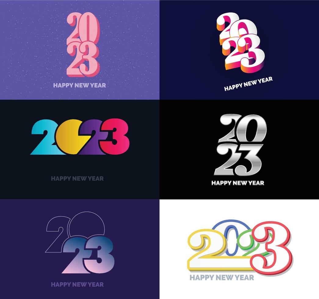 Big Collection of 2023 Happy New Year symbols Cover of business diary for 2023 with wishes vector