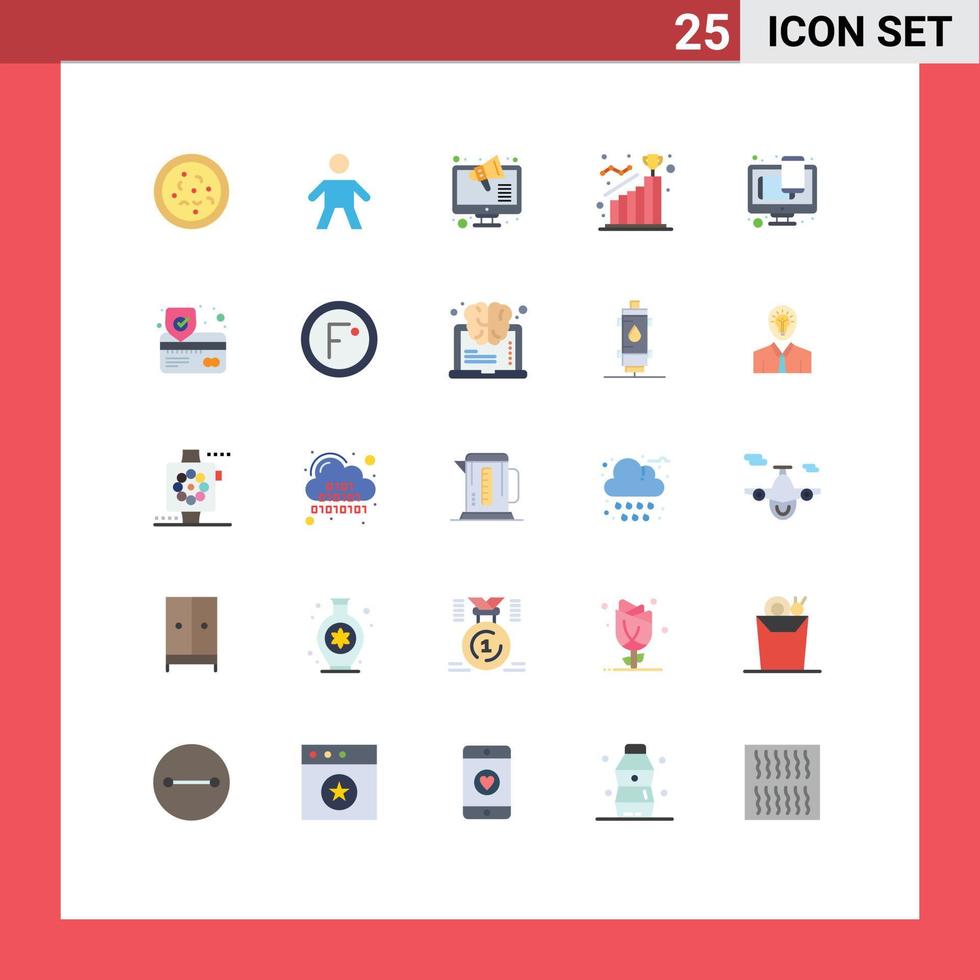 Pack of 25 creative Flat Colors of web design shop step goal Editable Vector Design Elements