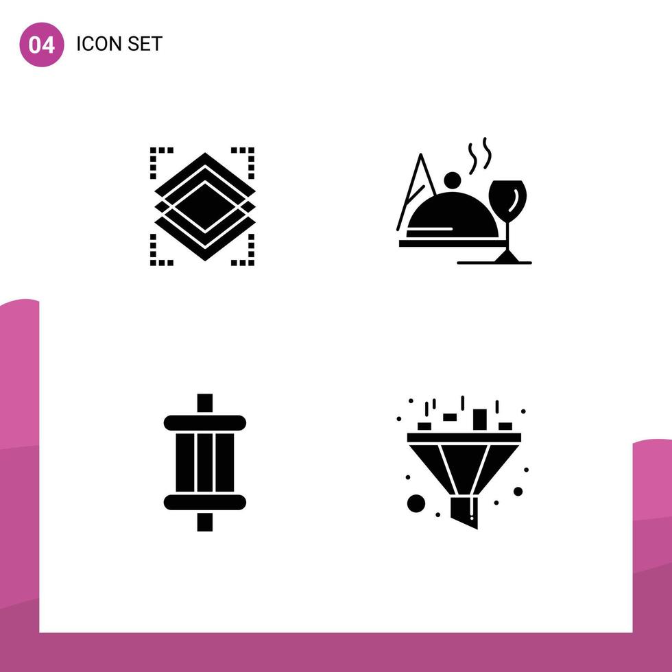 Stock Vector Icon Pack of 4 Line Signs and Symbols for layers car server food tools Editable Vector Design Elements
