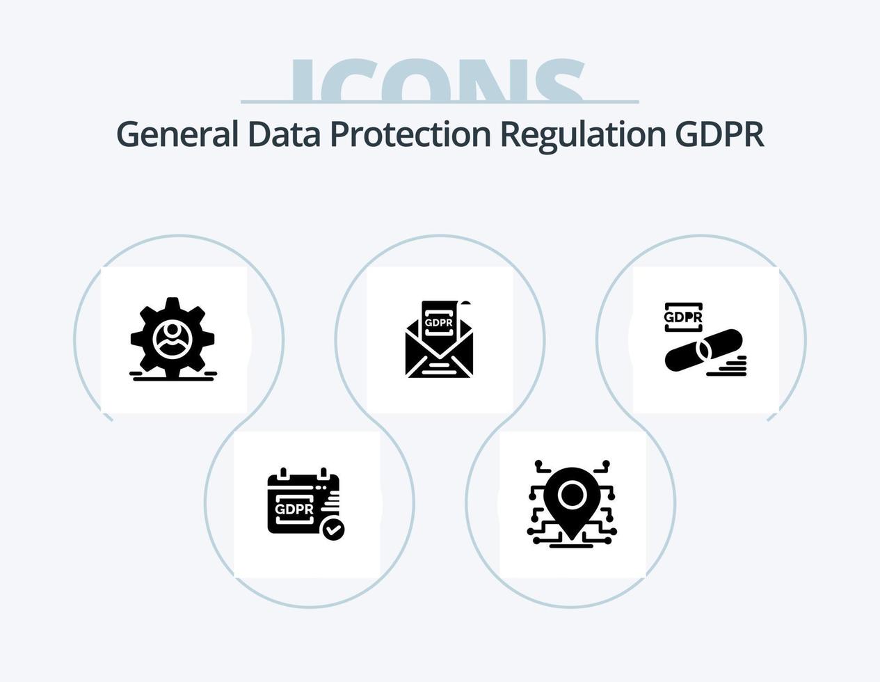 gdpr glyph icon pack 5 diseño de iconos. europeo comisión . seguridad. seguridad vector