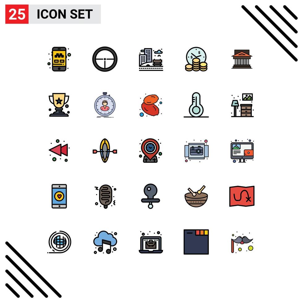 Universal Icon Symbols Group of 25 Modern Filled line Flat Colors of bank money target investment park Editable Vector Design Elements