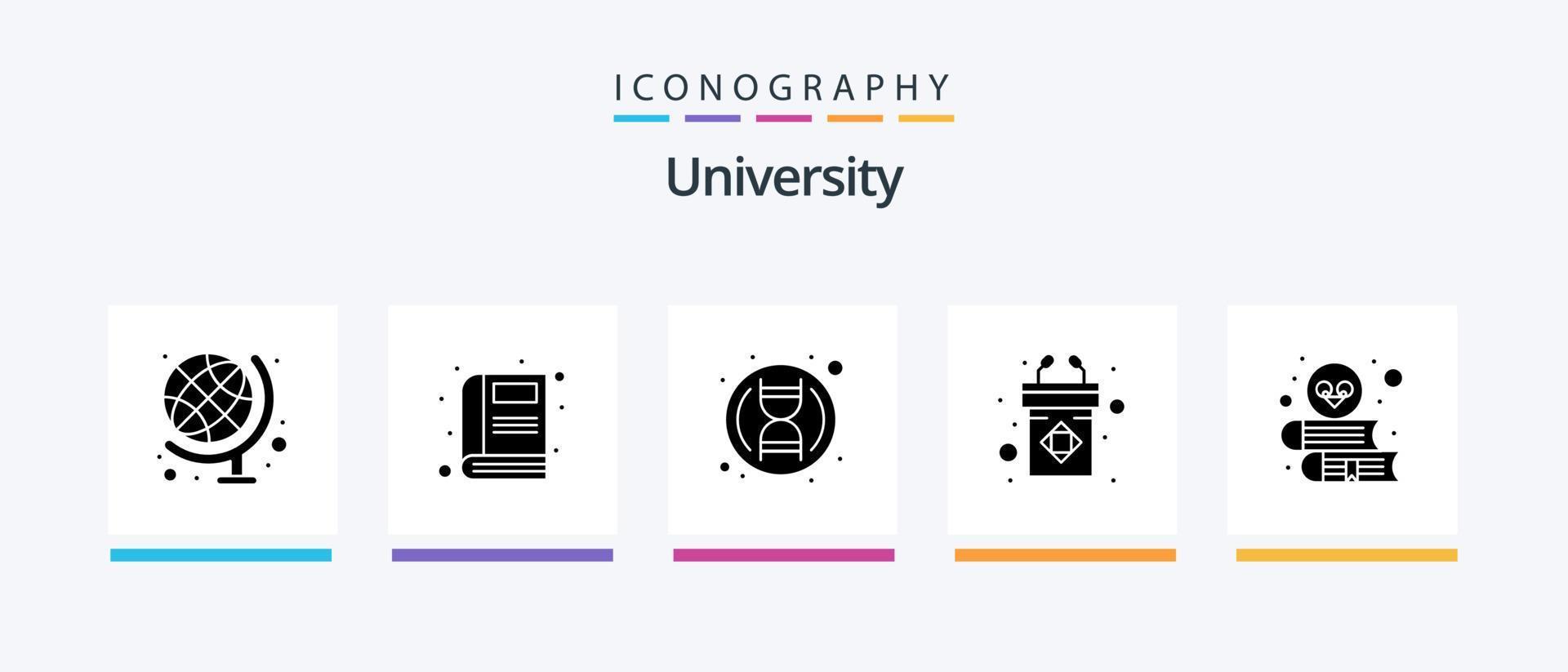 paquete de iconos de glifos universitarios 5 que incluye búho. discurso. academia. tribuna. podio. diseño de iconos creativos vector