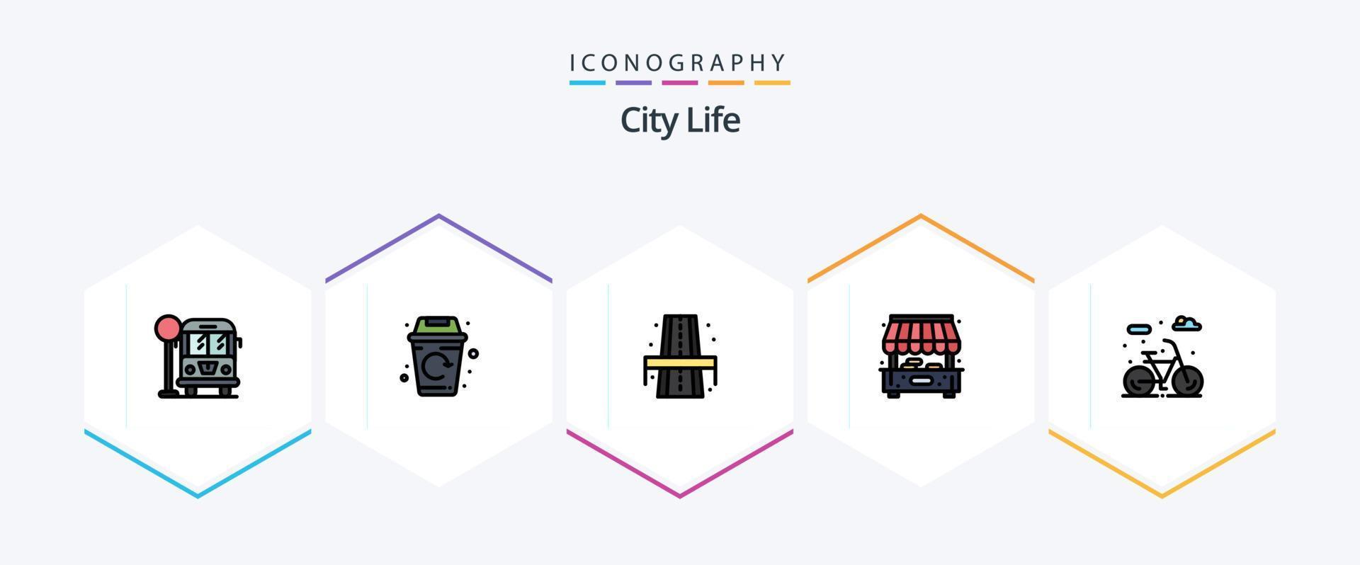 paquete de íconos de 25 líneas completas de city life que incluye . vida. vida. ciudad. vida vector