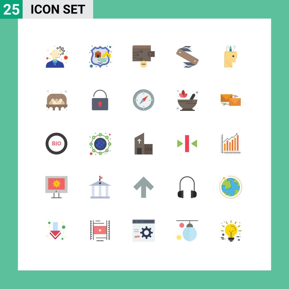 Stock Vector Icon Pack of 25 Line Signs and Symbols for head education remove pocket camping Editable Vector Design Elements